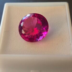 10.20 CT Round Lab Created Sapphire 14mm Loose Gemstone Pink Red New In Box‎